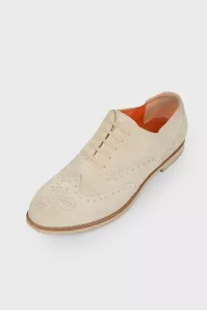 Beige suede brogs