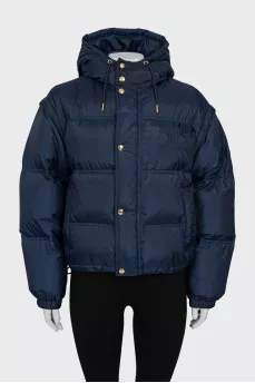 Triomphe down jacket with detachable sleeves