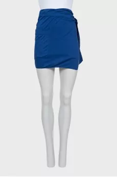 Blue wrap mini skirt