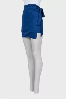 Blue wrap mini skirt