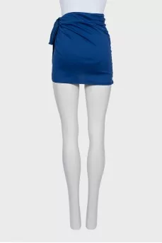 Blue wrap mini skirt