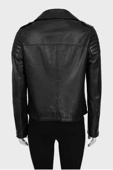 Leather jacket with zipper