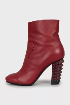 Leather ankle boots with studded heels