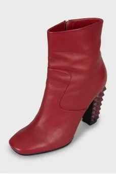 Leather ankle boots with studded heels