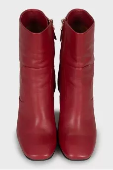 Leather ankle boots with studded heels