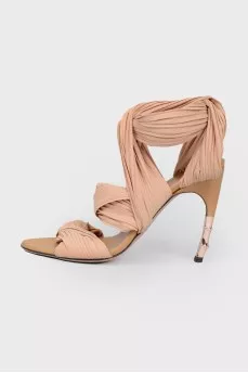 Beige textile sandals