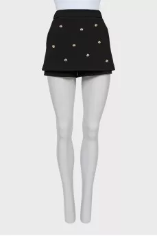Shorts-skirt with golden decor