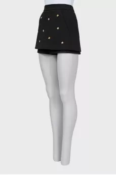 Shorts-skirt with golden decor