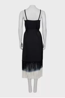 Embroidered fringe dress with tag