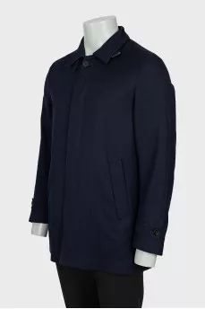 Men's blue straight cut coat