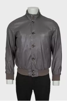 Men's leather jacket gray