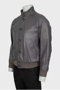 Men's leather jacket gray