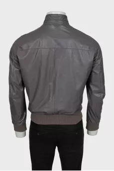 Men's leather jacket gray