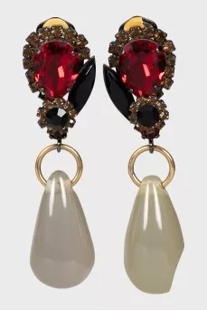 Clip-on earrings decorated with rhinestones
