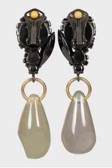 Clip-on earrings decorated with rhinestones