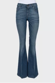 Blue flared mid rise jeans