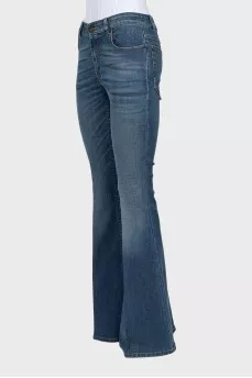 Blue flared mid rise jeans