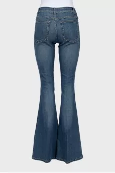 Blue flared mid rise jeans