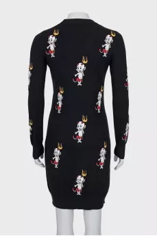 Bodycon dress in black with print