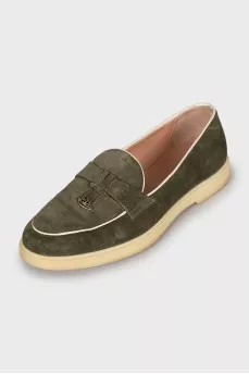 Green suede loafers