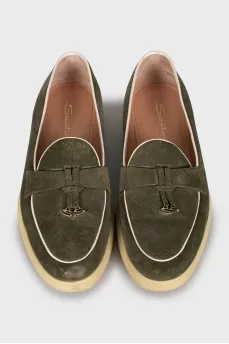 Green suede loafers