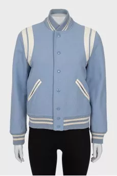 Blue wool bomber jacket