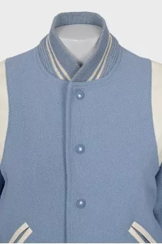 Blue wool bomber jacket