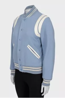 Blue wool bomber jacket
