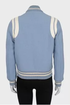 Blue wool bomber jacket