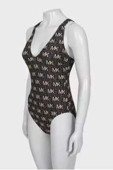 Swimsuit with branded monogram with tag