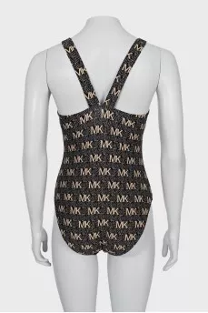 Swimsuit with branded monogram with tag