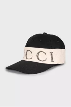 Black and beige cap