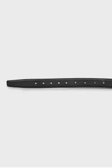Leather belt with gold logo