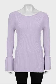 Purple long sleeve top with lantern sleeves
