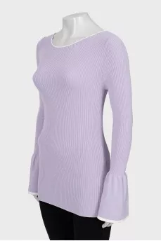 Purple long sleeve top with lantern sleeves