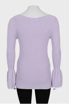 Purple long sleeve top with lantern sleeves