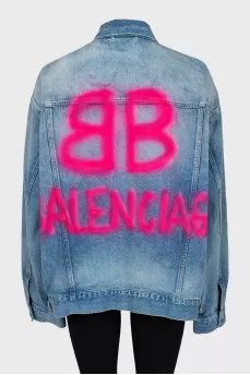 Oversized denim jacket with graffiti