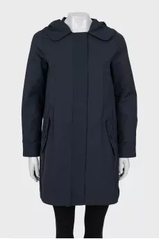 Blue raincoat with patch pockets