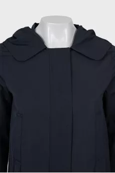 Blue raincoat with patch pockets