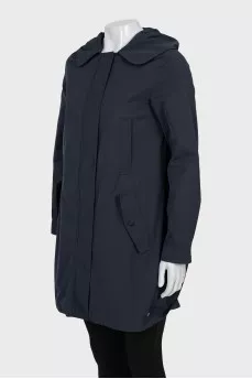 Blue raincoat with patch pockets