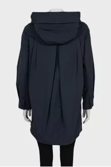 Blue raincoat with patch pockets