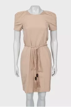 Beige dress with short sleeves