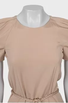 Beige dress with short sleeves