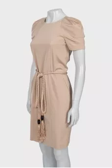 Beige dress with short sleeves
