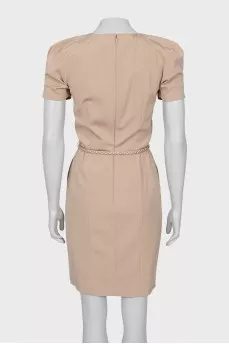 Beige dress with short sleeves