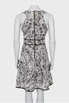 Black and white A-line dress with print