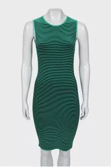 Green striped bodycon dress