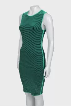 Green striped bodycon dress