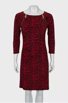 Red dress with animal print