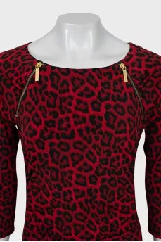 Red dress with animal print